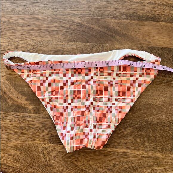 L SPACE Block Party Bikini Bottoms Sz Small Geometric Print Orange Cream White - Picture 4 of 6